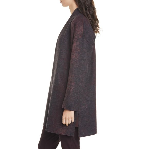 NWT Womens Size Large Eileen Fisher Oxidized Open Front Wool Blend Kimono Coat - Picture 3 of 7